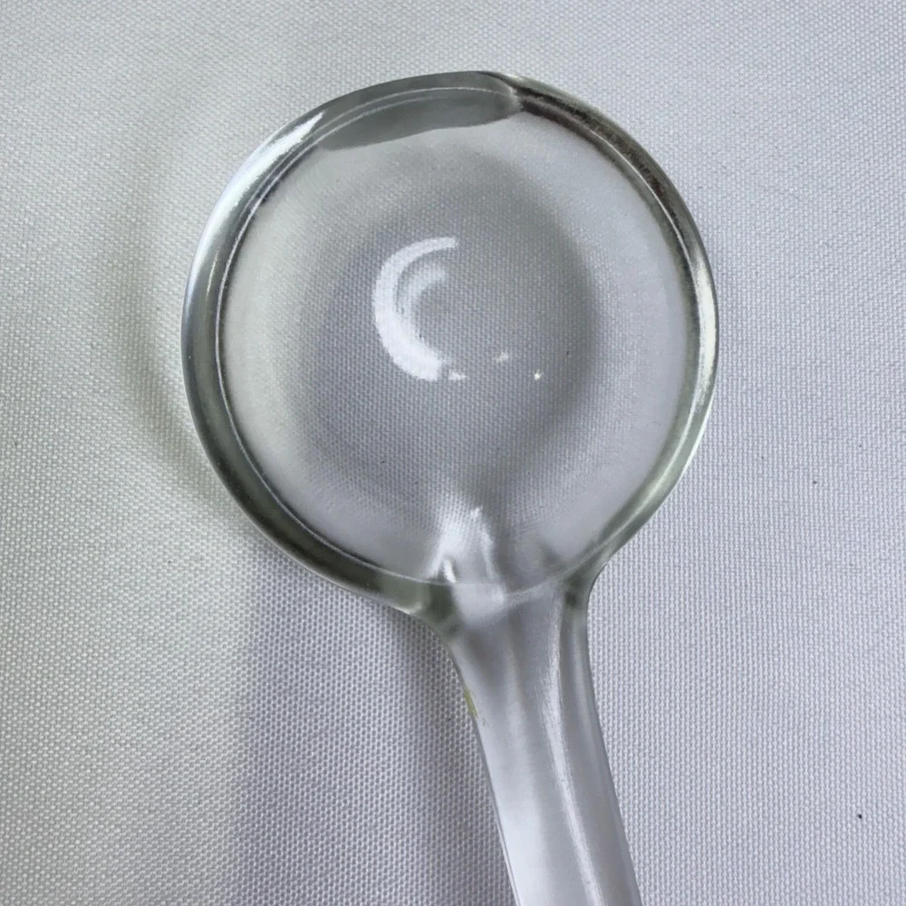 Vintage Glass Salt Spoon Kitchenware Clear Two Beaded Handle Condiment Scoop EUC